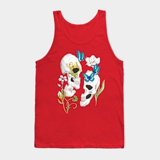 Flower and Butterfly and Skull Tank Top